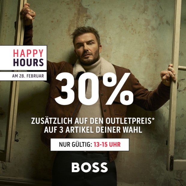 Boss 30% zusätzlich auf den Outletpreis auf 3 Artikel deiner Wahl - Happy Hours (A)