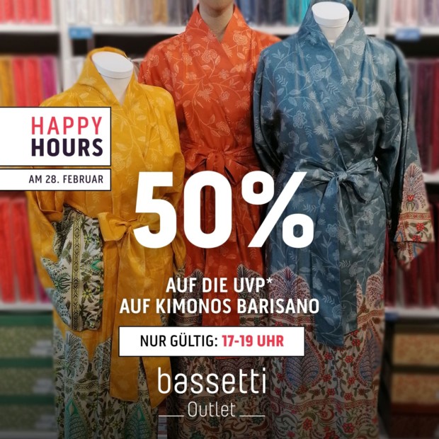 Bassetti 50% auf die UVP auf Kimono Barisano - Happy Hours (A)