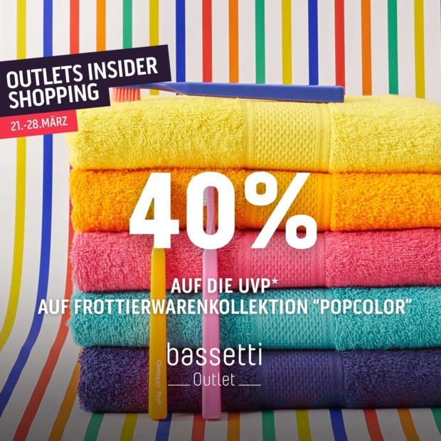 Bassetti 40% auf die Frottierwarenkollektion PopColors - OIS26 (A)