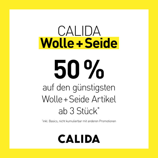 Calida 50% auf den günstigeren Wolle + Seide Artikel ab 3 Stück