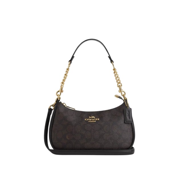 Teri Schultertasche<br>Gold/Walnuss/Schwarz