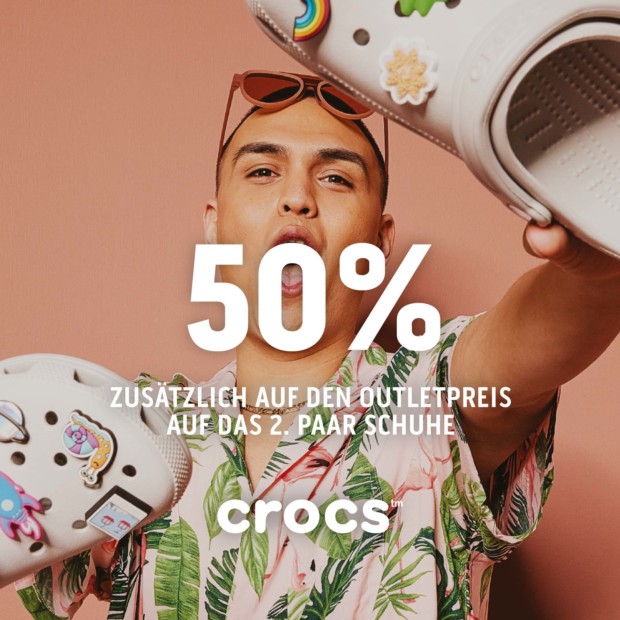 Crocs 50% auf das 2. Paar Schuhe