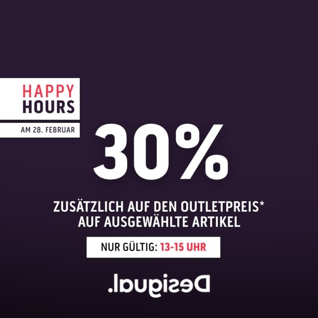 Desigual 30% zusätzlich auf den Outletpreis auf die neue Kollektion - Happy Hours (A)