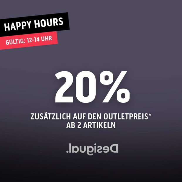 Desigual 20% zusätzlich ab 2 Artikeln - Happy Hours (A)