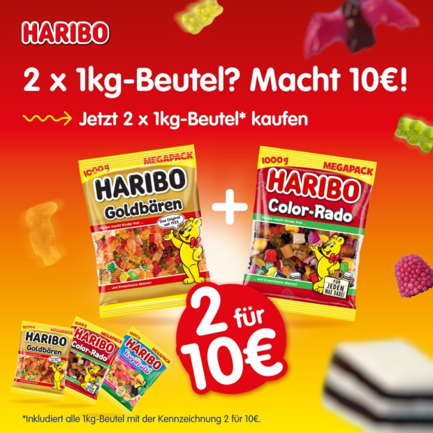 Haribo 2x 1kg Beutel für 10€
