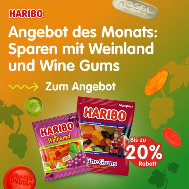 Haribo 20% zusätzlich auf Weinland und Wine Gums