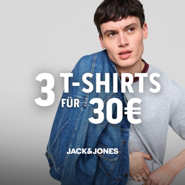 Jack & Jones 3 T-Shirts für 30€ (A)