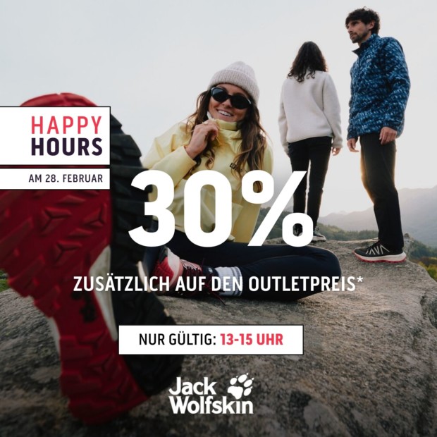 Jack Wolfskin 30% zusätzlich auf den Outletpreis - Happy Hours (A)