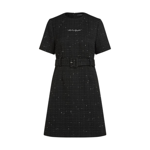 Bouclé Mini Kleid mit Logoprint