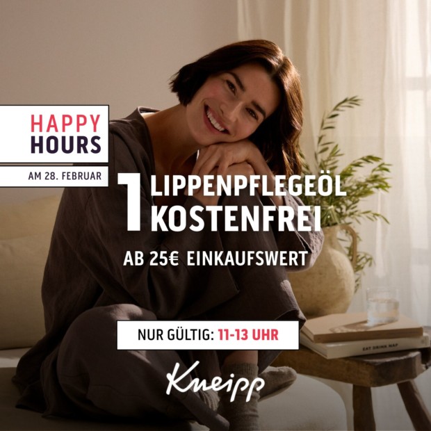 Kneipp Lippenpflegeöl kostenfrei ab 25€ - Happy Hours (A)