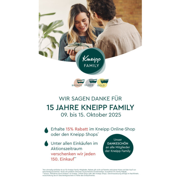 Kneipp 15% zusätzlich - 15 Jahre Kneipp