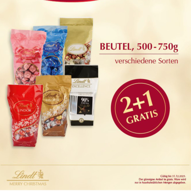 Lindt 2+1 Beutel Aktion
