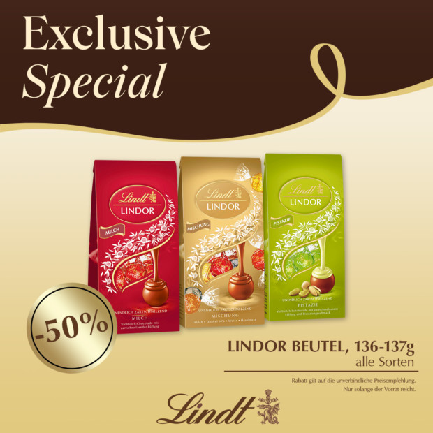 Lindt Lindor Beutel für 3,49€