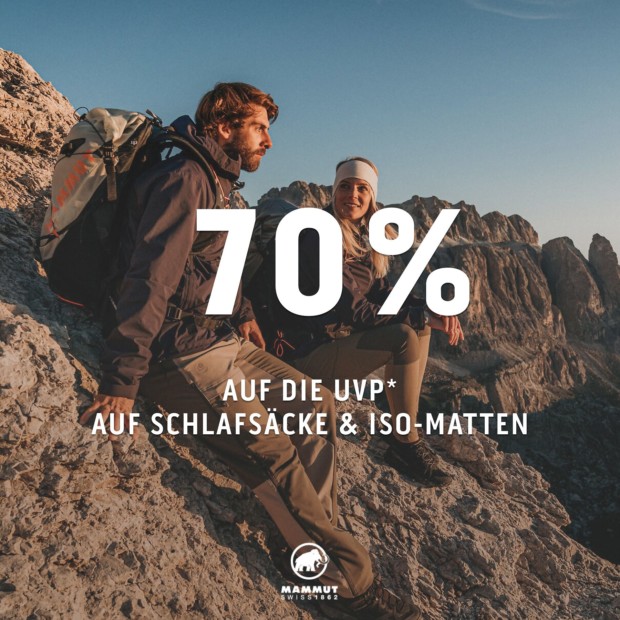Mammut 70% auf die UVP auf Schlafsäcke und ISO Matten