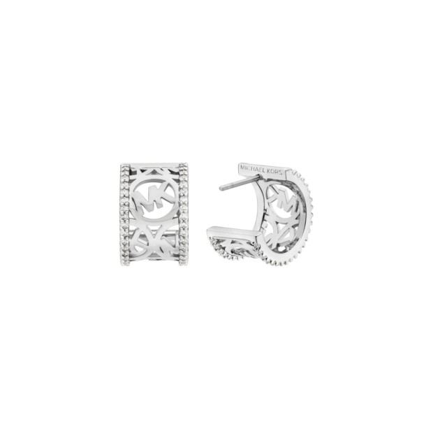 Pave Openwork Logo Huggie Earring