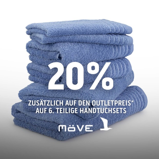 Möve 20 % Rabatt auf den Outletpreis auf das 6 tlg. Handtuch Set