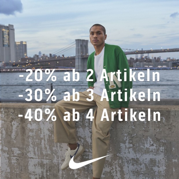 Nike 40% zusätzlich ab 4 Artikeln