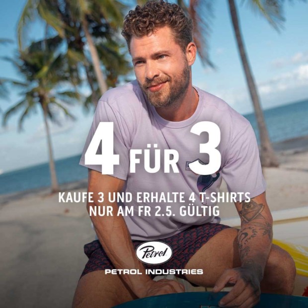 Petrol Industries 4 für 3 auf T-Shirts - LNS