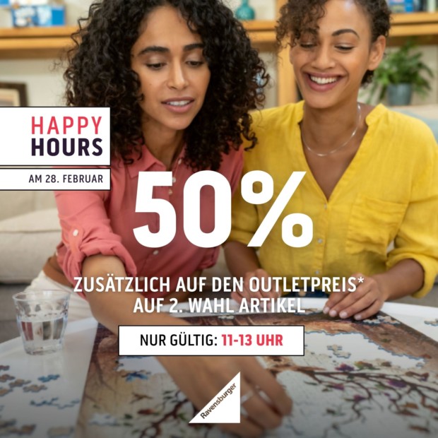 Ravensburger 50% zusätzlich auf den Outletpreis auf 2. Wahl Artikel - Happy Hours (A)