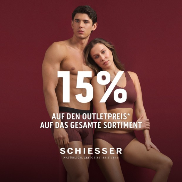 Schiesser 15% auf den Outletpreis auf das gesamte Sortiment