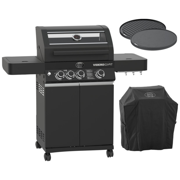 Videro G3 - Pit Nero inkl. Abdeckhaube + Grillplatte