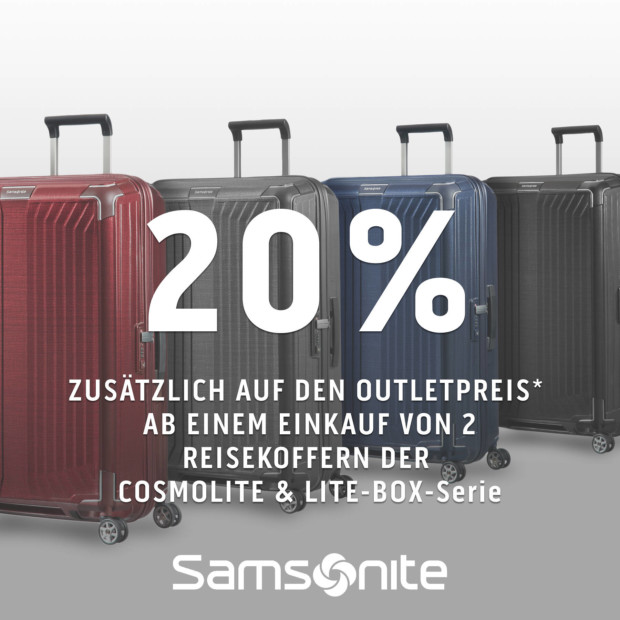 Samsonite 20% ab 2 Koffer der Cosmolite oder Lite-Box-Serie