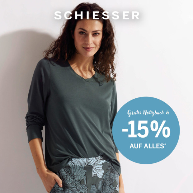 Schiesser kostenfreies Notizbuch und 15% zusätzlich