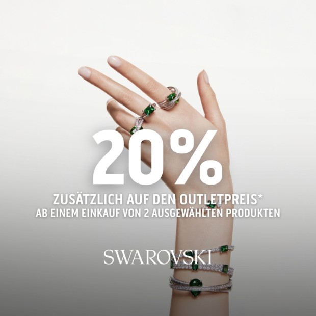 Swarovski 20% zusätzlich auf den Outletpreis ab einem Einkauf von 2 ausgewählten Produkten (A)