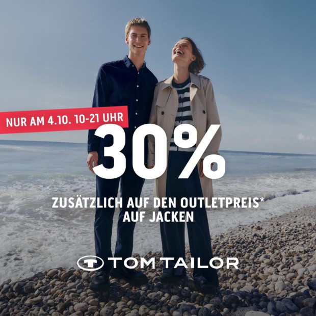 Tom Tailor 30% auf alle Jacken - Happy Hour (A)
