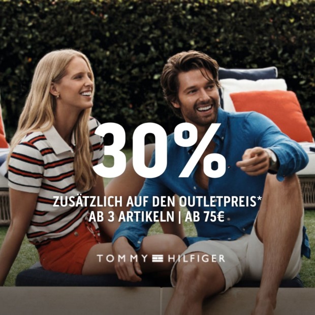 Tommy Hilfiger erhalte 30% zusätzlich auf den Outletpreis ab 3 Artikeln (A)