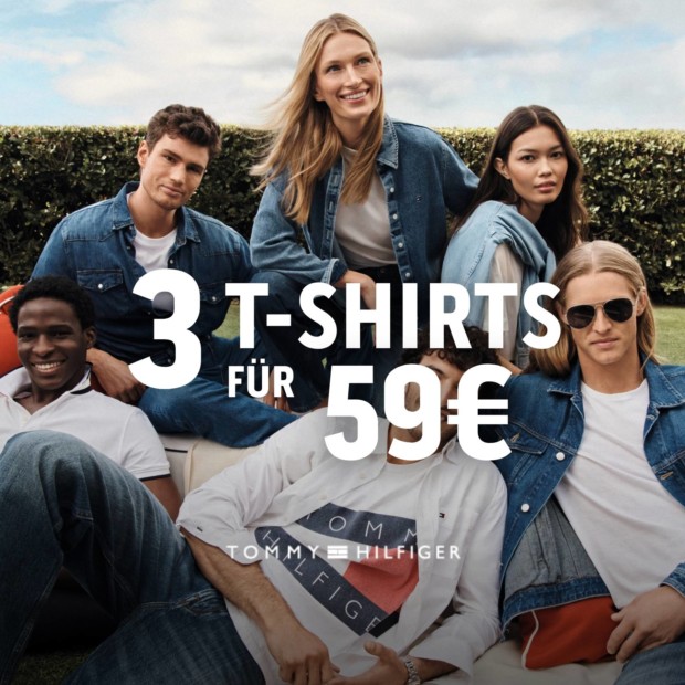 Tommy Hilfiger 3 Basic T-Shirts für 59€ (A)