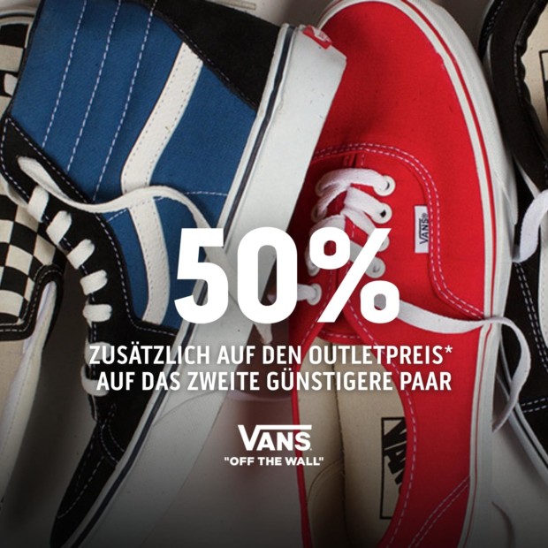Vans 50% auf das zweite günstigere Paar Schuhe (A)