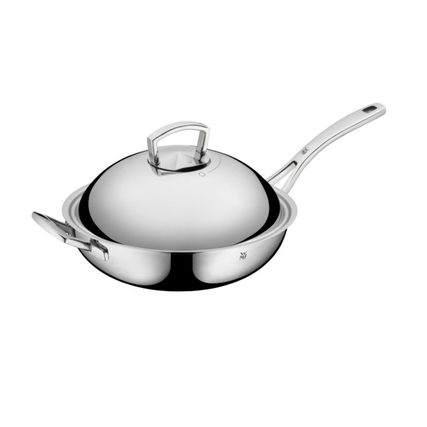 Edelstahl Wok mit Deckel 