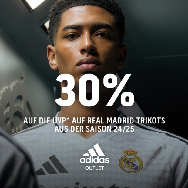 Adidas 30% auf die UVP auf Real Madrid Trikots