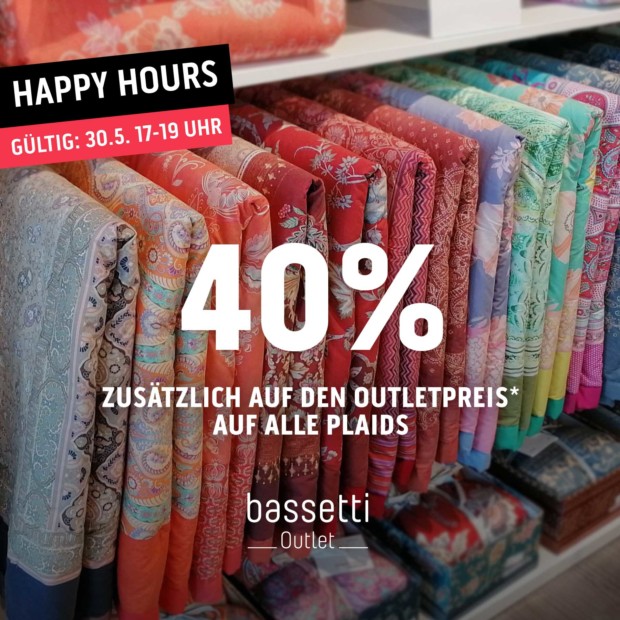 Bassetti 40% auf alle Plaids - Happy Hours (A)