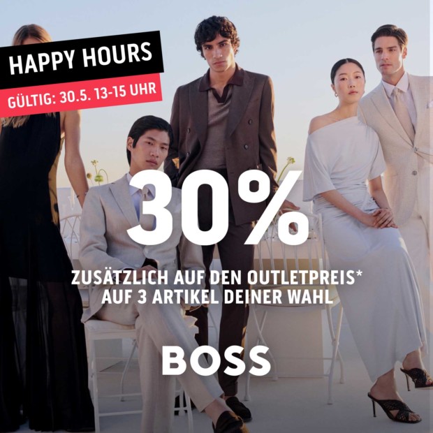 Boss 30% auf 3 Artikel deiner Wahl - Happy Hours (A)