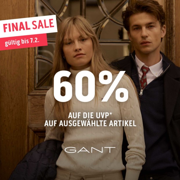 Gant 60% auf die UVP 40% auf ausgewählte Artikel -Final Sale