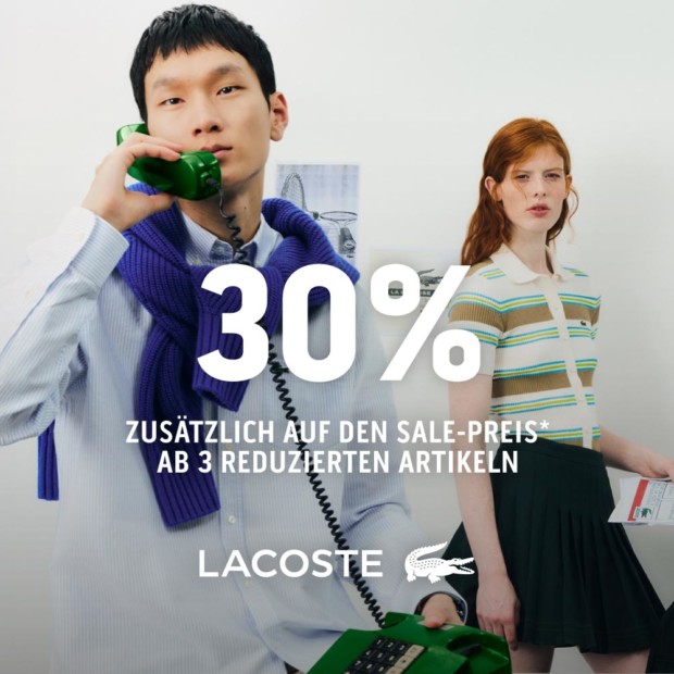 Lacoste 30% zusätzlich ab 3 Sale Artikeln -Summer Sale