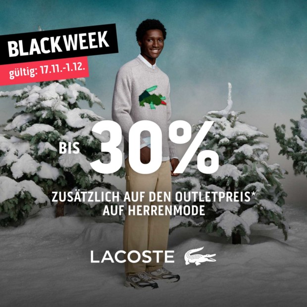 Lacoste bis zu 30% auf Herrenmode - BW (A)
