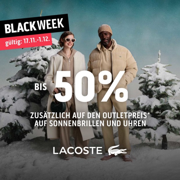 Lacoste bis zu 50% auf Sonnenbrillen und Uhren - BW (A)