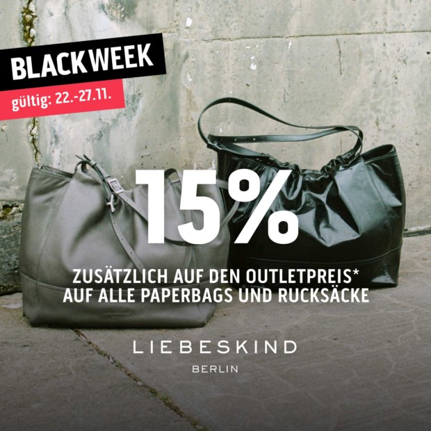 Liebeskind 15% auf alle Paperbags und Rucksäcke - BW (A)