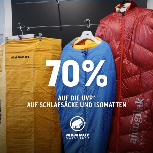 Mammut 70% auf die UVP auf Schlafsäcke und ISO Matten
