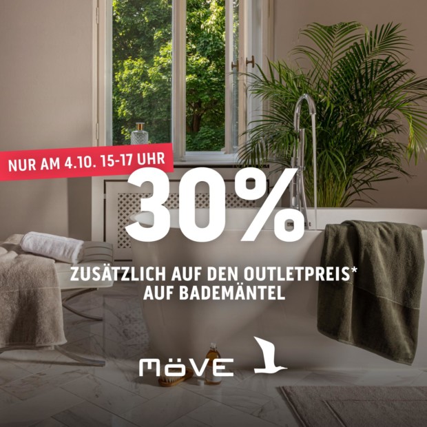 Möve 30% auf Bademäntel - Happy Hour 15-17 Uhr (A)