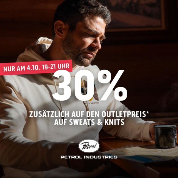 Petrol Industries 30% auf Sweats und Knits - Happy Hour 19-21 (A)