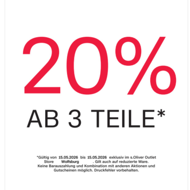 s.Oliver 20% ab 3 Artikeln-Deal Days