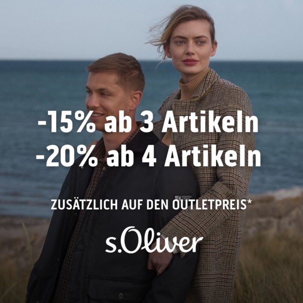 s.Oliver 20% zusätzlich auf den Outletpreis ab 4 Artikeln (A)